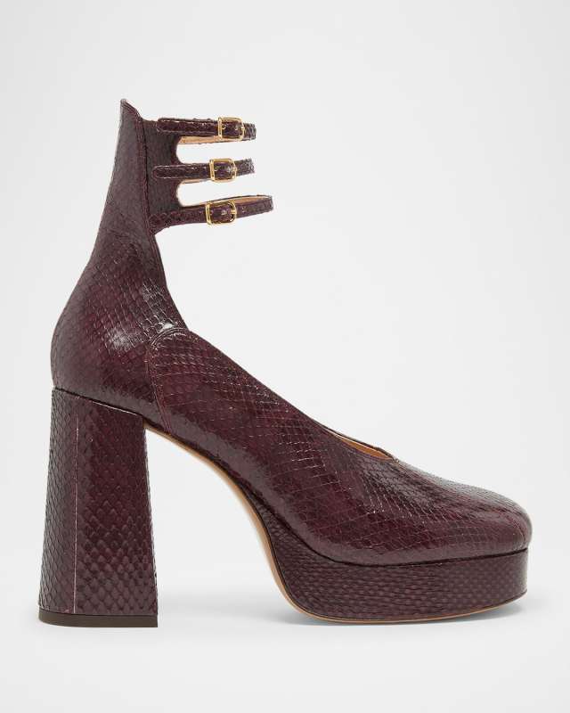Loti Snake Platform Block-Heel Pumps
